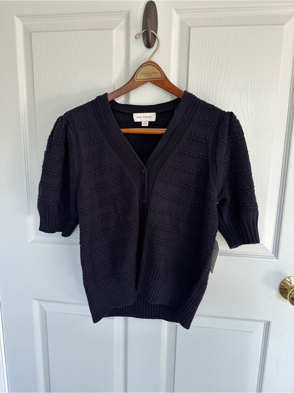 Short-Sleeve Knit Cardigan Sweater - Black - Vince Camuto